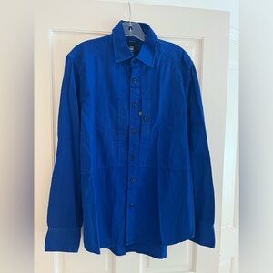 Men's G-Star royal blue cotton slim fit sport shirt size Large